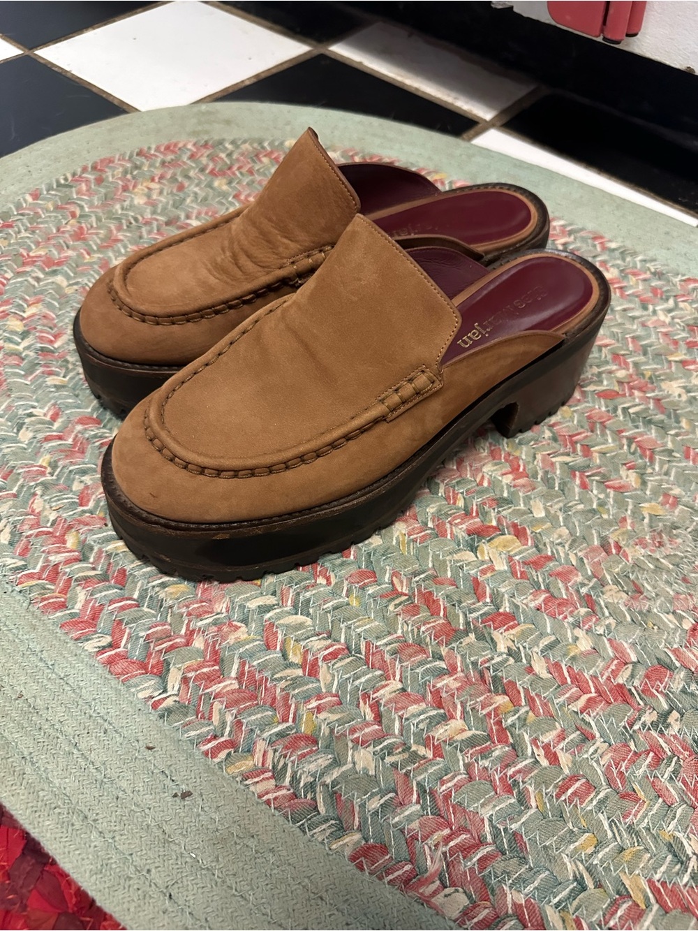 Sies Marjan Tan Suede Platform Mule Loafers